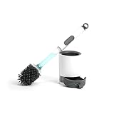 REDANT Silicone Toilet Brush and Holder Set – Drip-Proof Toilet Bowl Scrubber with Refillable Handle for Deep Cleaning, Bathroom Accessories (Grey, 1 Pack)
