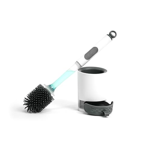 REDANT Toilet Brush and Holder Set, Silicone Toilet Bowl Brush/Cleaner Scrubber, Reusable Bathroom