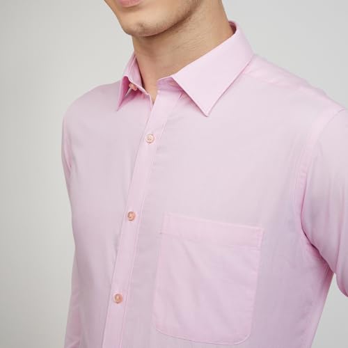 Image of Raymond Men's Pure Cotton Solid Pattern Slim Fit Semi Cutaway Collar Full Sleeve Formal Shirt