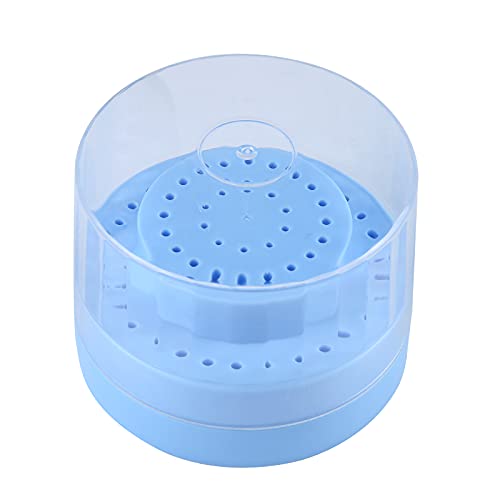 Dental Multi-Use Burs Holder 60 Holes Round With Transparent Cover Autoclave Sterilizer Burs Block For Dental Lab Dentist Tool Plastic Case 1 Pcs Two Size Aperture Color Random #TOP4