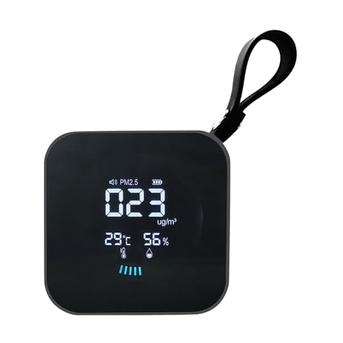 Monitor de aire Pm2.5, medidor portátil de calidad del aire para interiores, monitor de calidad del aire interior, carga tipo C con pantalla LED de correa, herramienta de detección de polvo multiusos