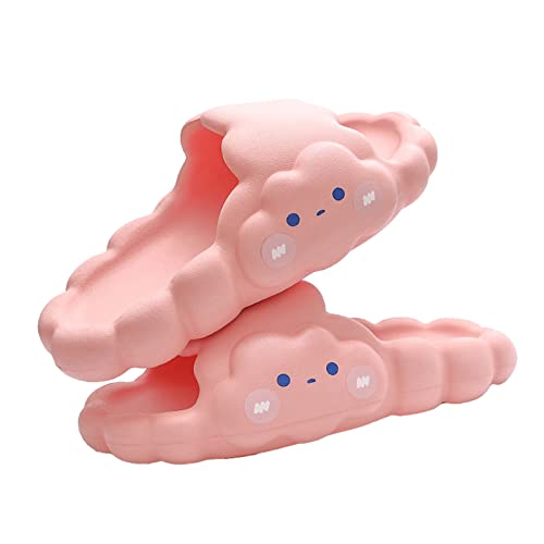 EnJoCho 3D Cloud Slides for Kids Boys Girls Slippers Non Slip Open Toe Summer Lightweight Sandals Casual Beach Indoor Shoes (Pink, 19)