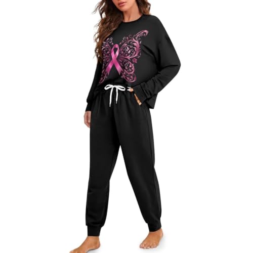 Image of Womens Pajama Sets 2 Piece Pjs Lounge Sets Long Sleeve Sleepwear Crew Neck Pullover Top with Long Pants