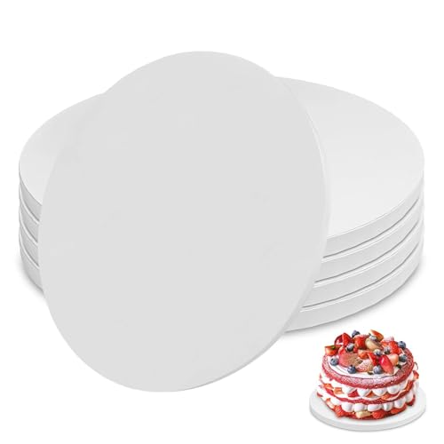 Dorglix 5 Pièces Support Gateau, Plateau Gateau, Disque Gateau, Planches à Gâteaux, Semelle Gateau, Support Gâteau Rond Réutilisable pour Mariages, Fêtes Anniversaires, Noël(Blanc, 30cm x 1.5cm)