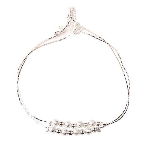 Preisvergleich Produktbild Fußkettchen Silber 925 Damen, doppellagige Kette, Knöchel-Kette,Mädchen Kugel Fußkette mit Karabinerverschluss Geschenk für Damen