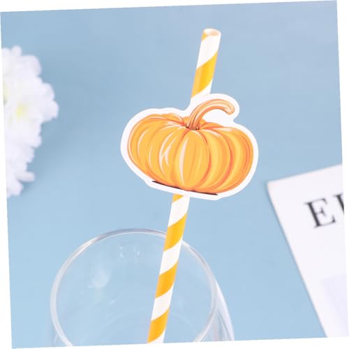 40 pitillos de papel con patrón de calabaza naranja para Halloween miniatura 7