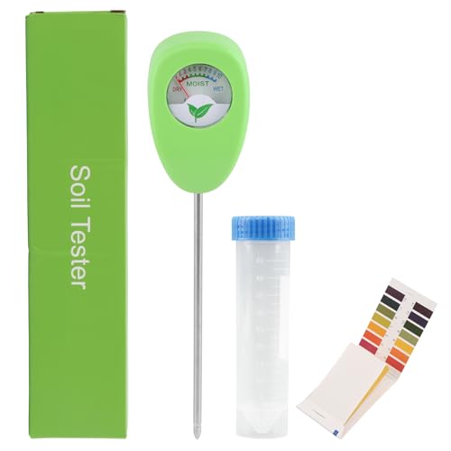 Soil Moisture Meter for Plants with 25 pH Test Strips, 6.5 in Probe Plant Water Meter, Analog Water Gauge for Indoor Outdoor Pots and Garden, No Battery Required