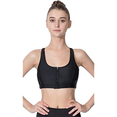 LULUWINGX Women Front Zip Sports Bra Supportive Wireless Padded Post Surgery Nursing Bra for Yoga Running Training Fitness Everyday Use(XX-Large) Cover
