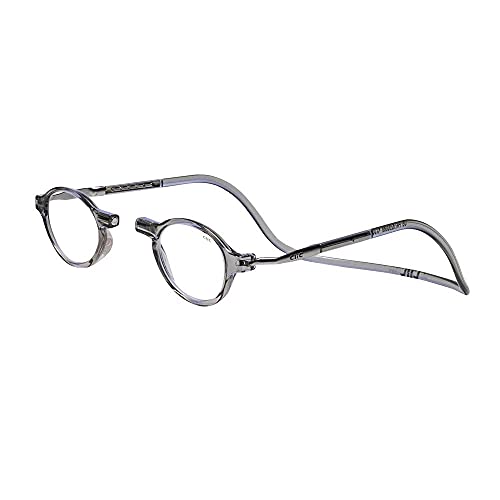 CliC Magnetic Reading Glasses, Computer Readers, Replaceable Lens, Adjustable Temples, Classic, (Smoke, 2.50 Magnification)