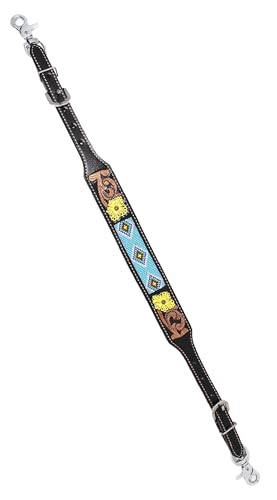 CHALLENGER Western Floral Antique Tooled Leather Beaded Wither Breast Collar Strap 105FK05