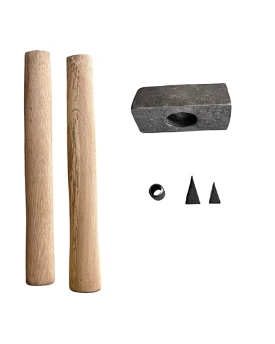 Martillo de trineo de acero endurecido resistente para bricolaje, 0.9 kg hecho a mano para perforar, cinceles, clavos, barras de refuerzo, martillo de grietas de leña - Mango de madera