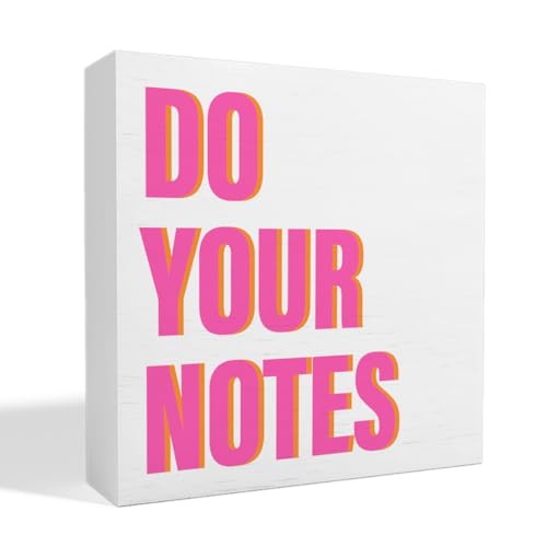 thoqii Therapy Office Desk Decor for Women, Mental Health Decor School Counselor Psychologist Therapist Office Decoration for Homeschool Classroom Bedroom, Do Your Notes Sign Wooden Box