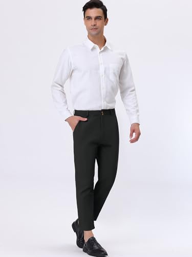 Lars Amadeus Solid Color Cropped Business Dress Pants for Men's Skinny Flat Front Suit Trousers4