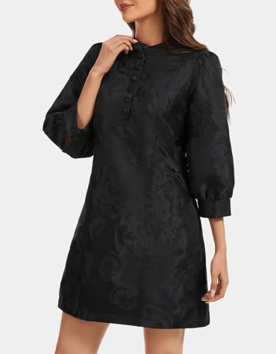 Image of Ladyful Women's Floral Jacquard Dress Cocktail Mini Shift Dresses