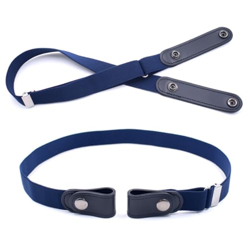 VANZACK 2pcs Adjustable Unisex No Buckle Elastic Stretch Waist Belts for Jeans and Pants Navy Blue Beige Flexible and Comfortable for Daily Wear2