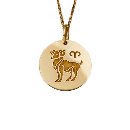 Colgante Aries de plata 925 bañada en oro de 24 mm LKBEADS con cadena de 45 cm