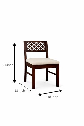 Image of Sheesham Wood Study Table for Bedroom 2 Drawer,1 Storage Cabinet with Keyboard Trey with Flora Chair with Matte Finished (Dark Walnut)