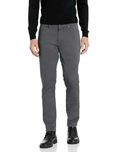 Amazon Brand - Buttoned Down Men's Slim-Fit 5-Pocket Easy Care Stretch Twill Chino Pant, Dark Grey, 31W x 29L