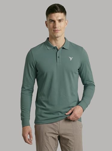 Image of TECHNOSPORT Men's Solid Full Sleeve Polo T-Shirt MATPIQ Quick Dry Slim Fit Sports Tee for Travel Casual Smart Wear UPF50+ Anti Odour