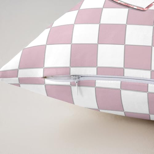 Image of Erosebridal Pink Initial C Throw Pillow Covers 24x24 Set of 2 Kawaii Plaid Checkered Cushion Cover Cute Personalized Monogram Throw Pillow Case for Bed Couch Sofa Fashion Grids Gingham Home Decor