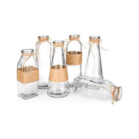 Glass Vases in Differing Unique Shapes Creative Rope Design - Set of 6 Cover