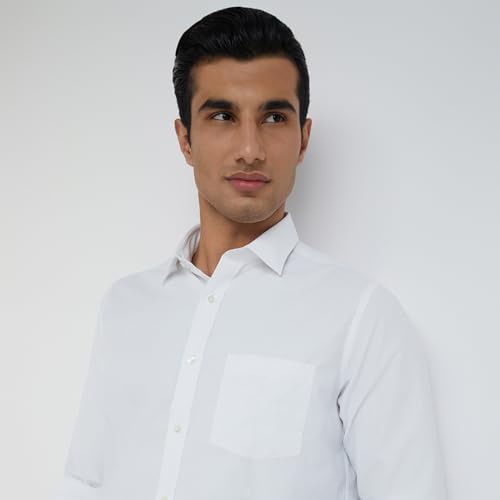 Image of Park Avenue Men's Polyester Blend Plain Regular Fit Formal Shirt