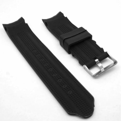 Image of DBLACK ''DEMALO'' Premium Silicone Watch Strap, Curved Ends Design, Petal Design at the Tip, Matte Finish Silicone Watch Belt / / For 20mm, 22mm, or 24mm Silicone Watch Band (Choose Your Size, Black)