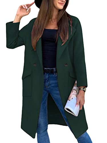 Onsoyours Damen Lang Blazer Winter Revers Wollmantel Elegant Trench Jacke...