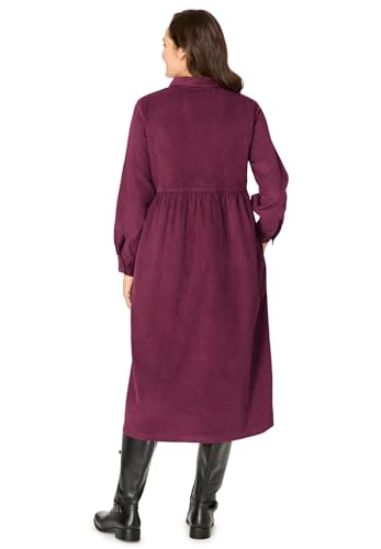 Woman Within Plus Size Button Front Corduroy Dress2