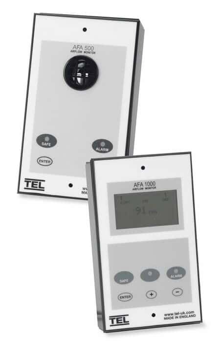 TEL UK Air Flow Monitor for Fume Hoods, 0 to 400 fpm Airflow Monitor