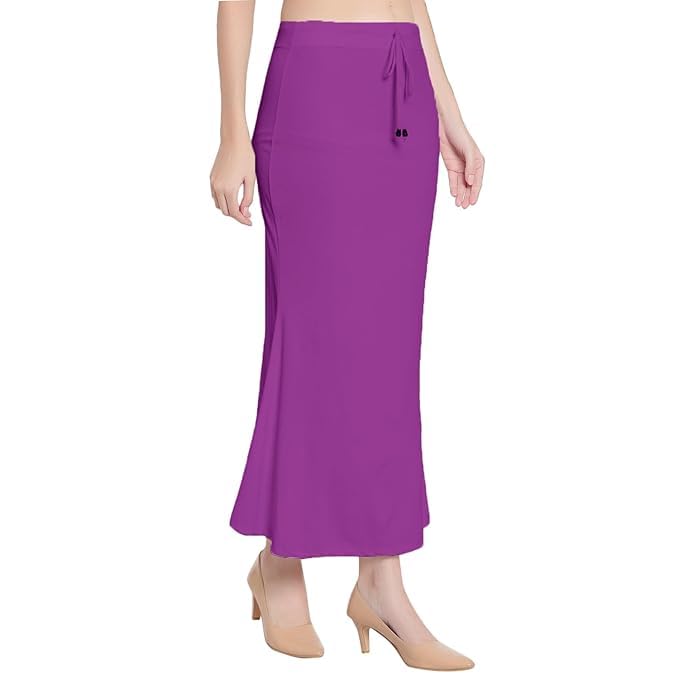 Image of Saree Shapewear Petticoat for Women Cotton Blended Lycra Shaper Petticoat with Elastic & Lace (Drawstring) Long Under Skirt Fishcut Wrinkle Free Shapewear