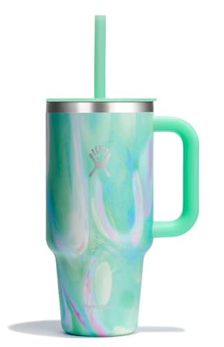 Image of Hydro Flask 32 Oz Travel Tumbler with Handle, Lid and Straw - Insulated Stainless Steel in 32 Oz Jelly Green