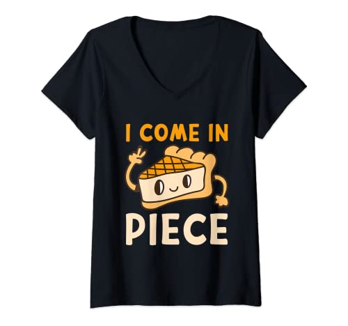 Damen Käsekuchen I COME IN PIECE Kuchenbacken T-Shirt mit V-Ausschnitt