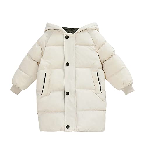 Modntoga Toddler Baby Boy Girl Winter Coat Warm Jacket Hooded Padded Jacket Clothes Thick Outerwear (Beige, 7-8 Years) #TOP29