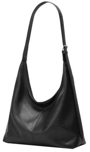 Image of Slouchy Tote Bags for Women Retro Vegan Leather Shoulder Crossbody Bag Faux Leather Handbag Purse Satchel Soft Leather Bag