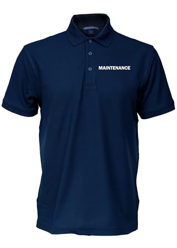 Smart People Clothing Maintenance Easy Care Polo with Front and Back Screen Prints, Staff Shirt, Hotel Uniform, Housekeeping.