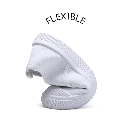 Toddler Kids White Canvas Shoes for Boys Girls Sneakers Slip-on Comfortable Fashion Light Weight Skin-Friendly Causal Running Tennis Shoes (Toddle/Little Kids/Big Kids)4