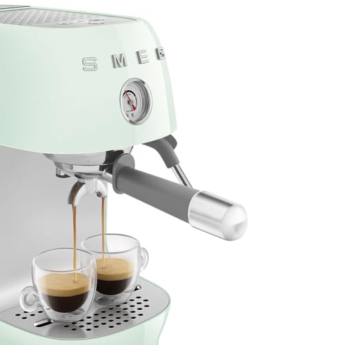 Image of Smeg ECF03 Made in Italy Retro Espresso Machine with Cold Brew, 15 Bar Pump, Thermoblock Heating, Steam Wand, Adjustable Temperature, 47 oz Water Tank- (Pastel Green)