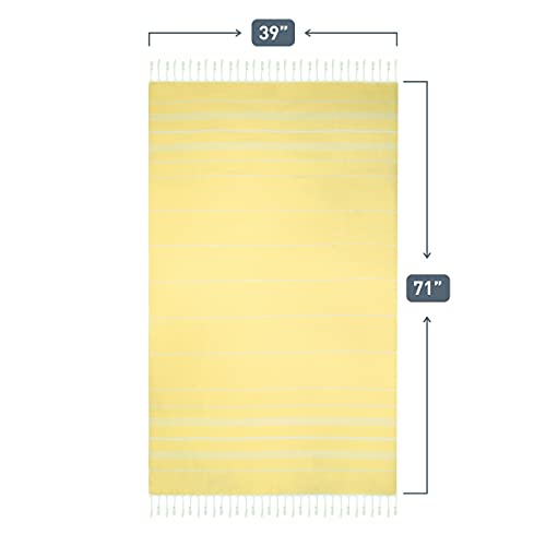 Havluland |Pack Of 2| Turkish Beach Towels Oversized 39X71, 100% Turkish Cotton Sand Free Quick Dry Absorbent Towel Travel Blanket For Adults Beach Gift Beach Essentials - Yellow #TOP7