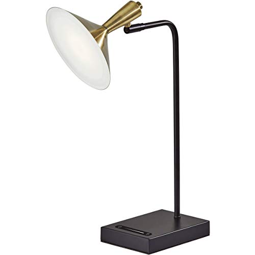 Best Cyber Monday 🔥 Adesso 4262-01 Lucas LED Desk Lamp with Smart Switch, 21.75 in, 6W Integrated LED, Black w/Antique Brass, 1 Table Lamp