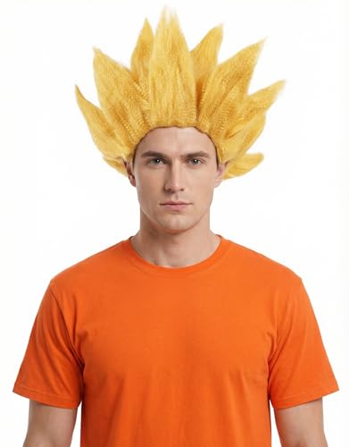 miccostumes Mens Anime Style Cosplay Wig Synthetic Hair Onesize (Gold)