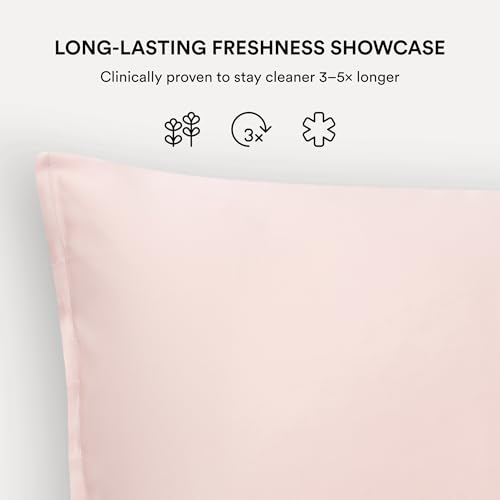Image of Clementine Sleepwear Essentials Organic King Size Pillowcase Ballet Pink | Two-Tone Bamboo and Silver Ion Silk for Acne-Prone Skin, Anti-Aging, and Hydrated Hair and Skin