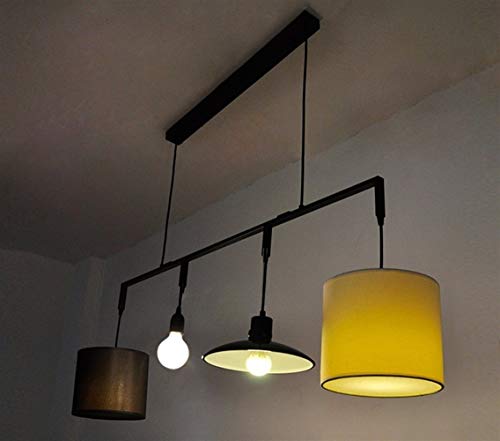 Lustre de bar suspendu style industriel 4 douilles E27 plafonnier salon 10-20 m²