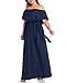 Plus Size Off Shoulder Maxi Long Navy Blue Dress Slit Formal Wedding Guest Casual Summer Ruffle Dresses Pockets Women