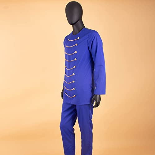 African Men Clothing Zip Blazer and Ankara Pants 2 Piece Set Dashiki Attire Plus Size Outfits with Chain3