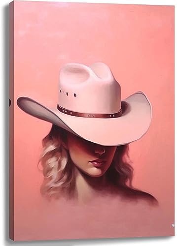 Botas de vaquero occidentales para decoración de habitación, estética, arte de pared, arte de pared vintage de moda, lienzo rosa, póster, pintura al