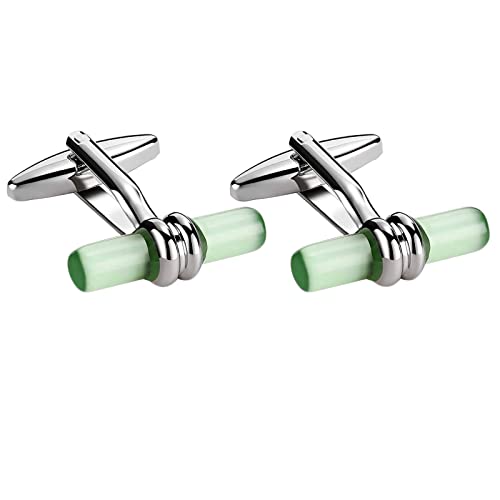 Homxi Chemise à Bouton de Manchette Homme,Cylindre en Acier Inoxydable Bouton de Manchette Homme Boutons de Manchette Vert
