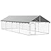 BARULUOAKLIFE Large Dog Kennel Outdoor Galvanized Steel Frame with Polyethylene Canopy for Labrador Bulldog Medium Large Breed Pet Shelter Weatherproof UV Protection