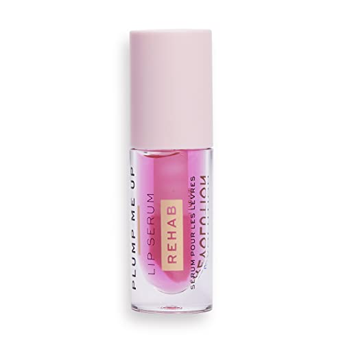 Makeup Revolution- Rehab Plump Me Up Lip Serum- Pink Glaze (Glossy Pink) | Plumps your lips |Rejuvinates your lips | Infused with Vitamin E for nourishment – 4.6ml