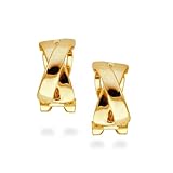 LUXENTER Pendientes para Mujer en Aleación de Metal Color Dorado Acabado en Oro Amarillo de 18k Cierre Omega Tamaño 13,2 x 7 mm Modelo Reina